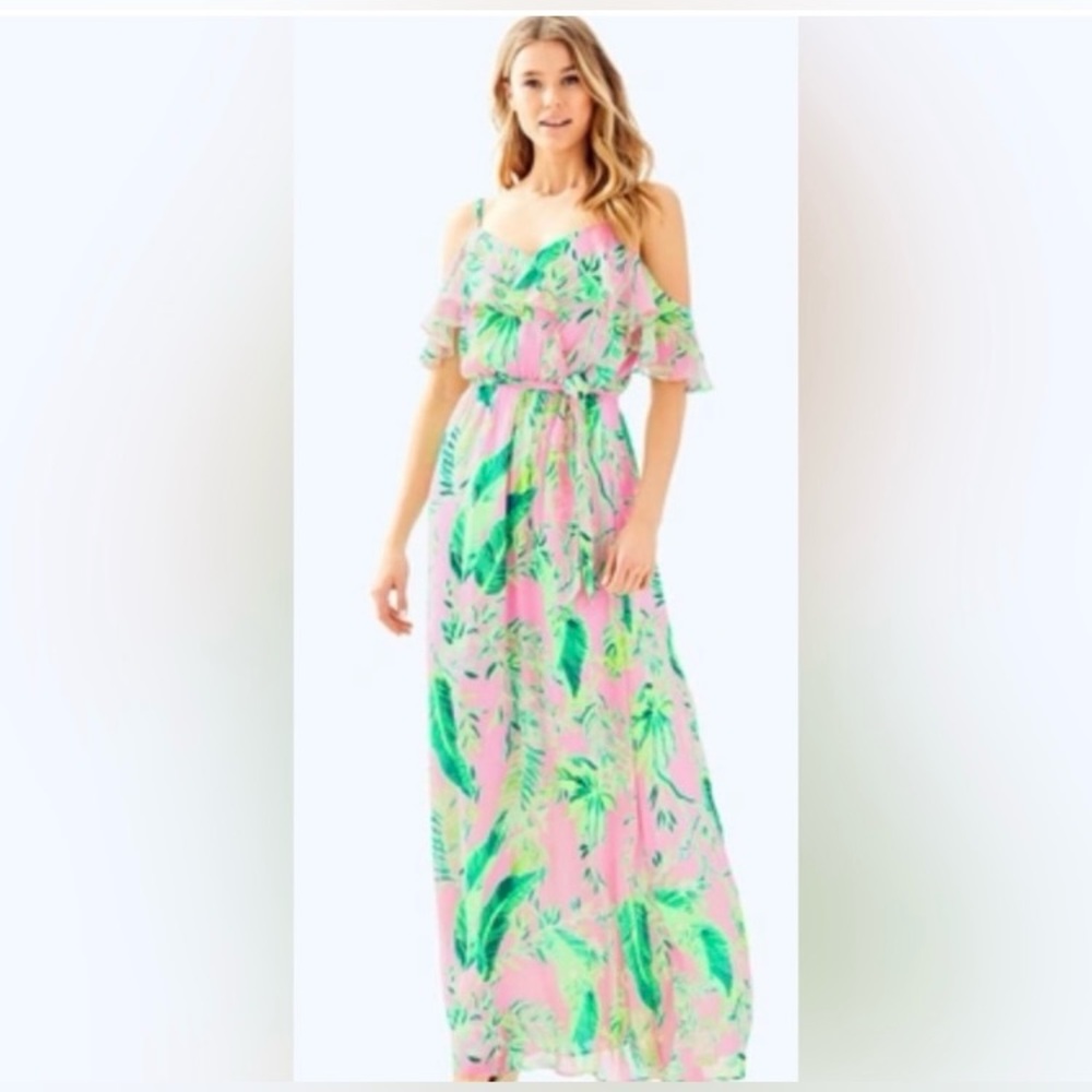 NWOT Lilly Pulitzer Zadie Maxi Dress in Coral Reef Tint Chimposerie Size… - Picture 2 of 7